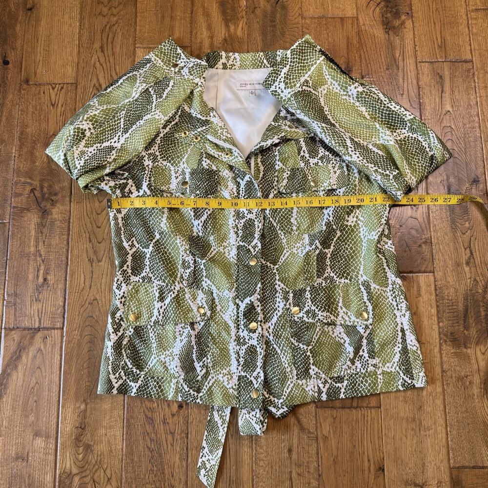 Jones New York Sport Rain Jacket Women's Sz XL Belted Green Snakeskin Pockets - Picture 4 of 6